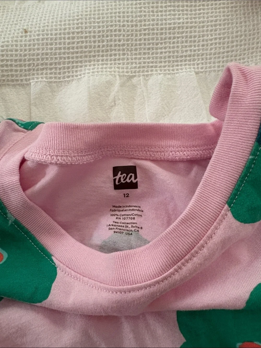Tea Collection Pink Dress with Green Floral Print